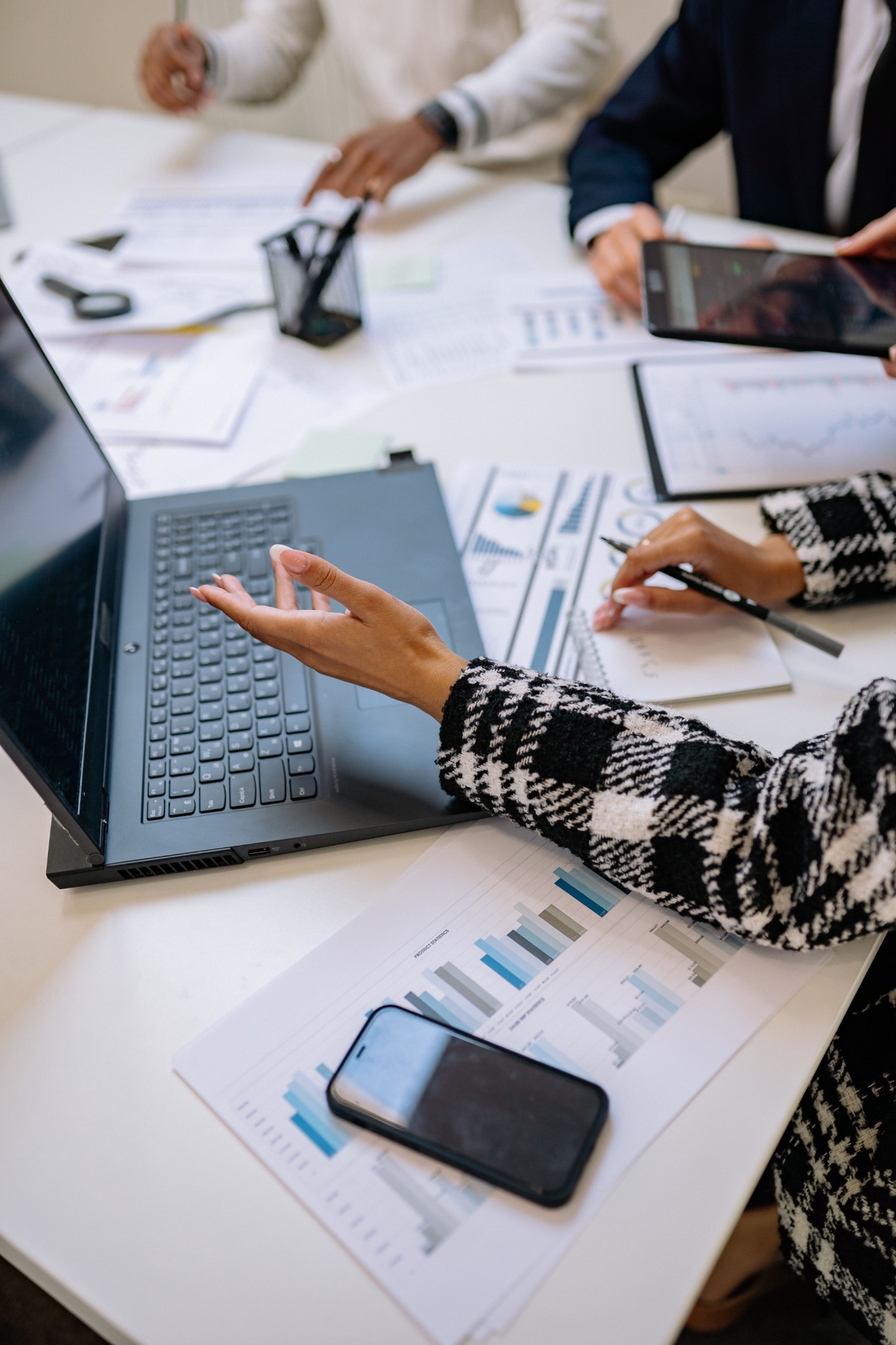 Entrepreneurs and a business team working with documents